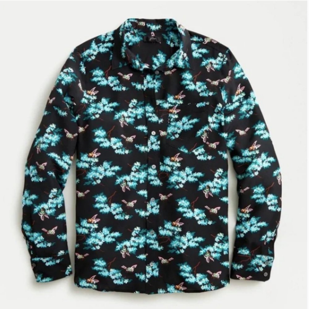 J. Crew Silk classic-fit boy shirt in botanical bees print